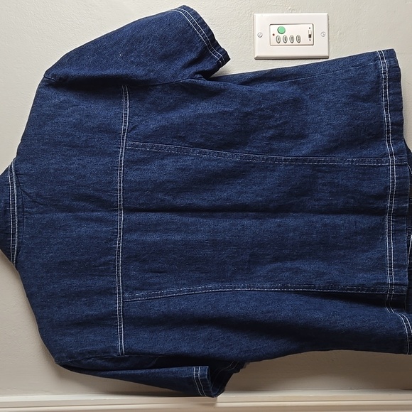 Denim Short Sleeve Top with Embroidered Accents - Picture 9 of 13